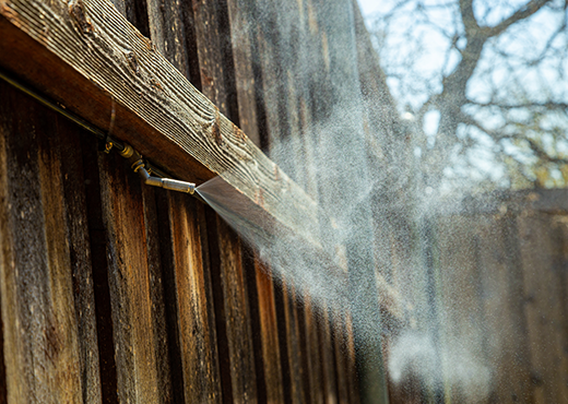 Misting system on fence.