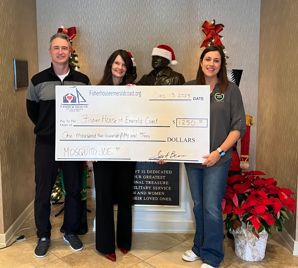 Fisher House of the Emerald Coast donation from Mosquito Joe of NW Florida 2023