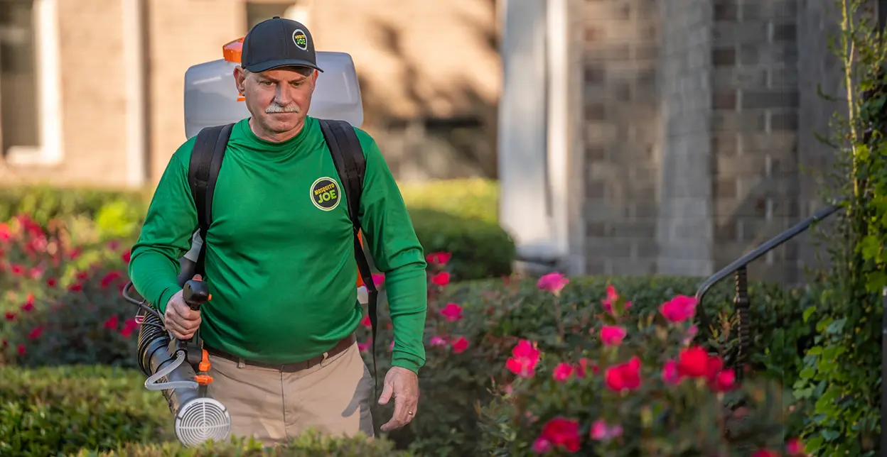 A Mosquito Joe technician spraying a customer's yard.