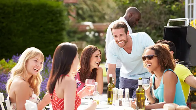 A group of people enjoying an outdoor party.