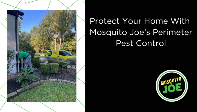 Protect your home with Mosquito Joe's Perimeter Pest Control. Service professional treating home as part of perimeter pest service.